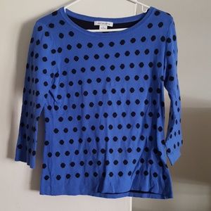 Black and blue polka dot sweater